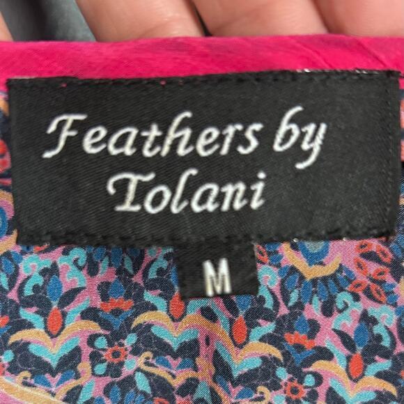 Tolani Feathers top Medium pink scarf print boho‎ maximalist India - Picture 8 of 9